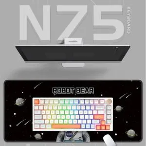 VGN професионална геймърска механична клавиатура Professional Gaming Mechanical Keyboard N75 RGB Caribbean Blue - Power Silver Switches [Linear]