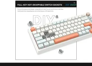 VGN професионална геймърска механична клавиатура Professional Gaming Mechanical Keyboard N75 RGB Caribbean Blue - Power Silver Switches [Linear]