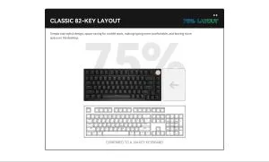 VGN професионална геймърска механична клавиатура Professional Gaming Mechanical Keyboard N75 RGB Caribbean Blue - Power Silver Switches [Linear]