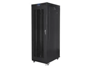 Комуникационен шкаф Lanberg rack cabinet 19" free-standing 27U/800x1200 (flat pack) with mesh door lcd black