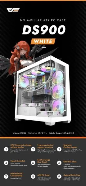 Darkflash кутия Case ATX - DS900 White - USB-C