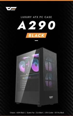 Darkflash Case ATX - A290 Black - 3 x 120 mm RGB fans included