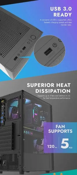 Darkflash Case ATX - A290 Black - 3 x 120 mm RGB fans included