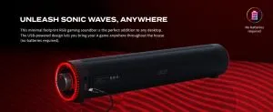Тонколони Acer Nitro Gaming Soundbar,2 x 5W, BT, Dynamic 2.0 Stereo Sound USB-C (USB-C to USB-A cable included) / Bluetooth / Aux In (3.5mm) / Headphones out