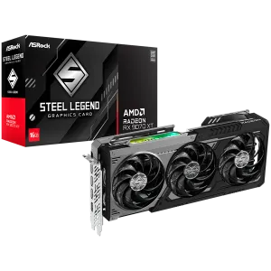 ASROCK Video Card AMD Radeon RX 9070 XT Steel Legend Dark 16GB GDDR6, 256-bit, 3x DisplayPort 2.1a, 1x HDMI 2.1b, 298 x 131 x 58 mm, 2.9-slot, recomended PSU 800W, 2x 8-pin pwoer connector, 90-GA5VZZ-00UANF