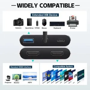 VCom Docking Station USB-C 4-in-1 - CU450S - HDMI x 2, USB2.0, USB-C PD3.0 100W, MST