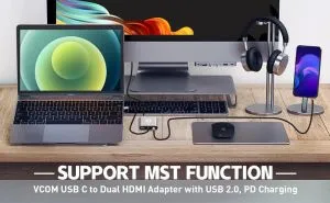VCom Docking Station USB-C 4-in-1 - CU450S - HDMI x 2, USB2.0, USB-C PD3.0 100W, MST