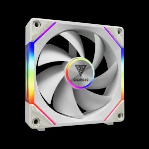 Gamdias Комплект вентилатори Fan Pack 3-in-1 3x120mm - AEOLUS P2-1203 White, Swappable Fan Blades (Reverse Fan Blades Included), Daisy-Chain, Infinity Mirror