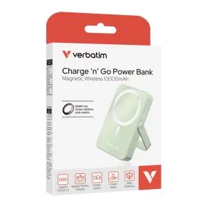 Външна батерия Verbatim Charge 'n' Go Power Bank with Stand Magnetic Wireless 10000mAh Green