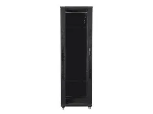 Комуникационен шкаф Lanberg rack cabinet 19" free-standing 42U / 600x600 self-assembly flat pack, black