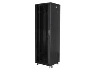 Комуникационен шкаф Lanberg rack cabinet 19" free-standing 42U / 600x600 self-assembly flat pack, black