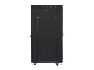 Комуникационен шкаф Lanberg rack cabinet 19" free-standing 27U / 600x800 self-assembly flat pack with glass door LCD, black