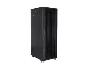 Комуникационен шкаф Lanberg rack cabinet 19" free-standing 47U / 800x800 self-assembly flat pack, black