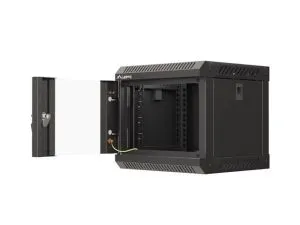 Комуникационен шкаф Lanberg rack cabinet 10" wall-mount 4U/300x300 (flat pack) with glass door black