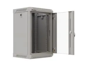 Комуникационен шкаф Lanberg rack cabinet 10" wall-mount 9U/300x300 (flat pack) with glass door grey