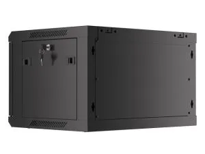Комуникационен шкаф Lanberg rack cabinet 19" wall-mount 6U/600x450 for self-assembly with metal door black (flat pack)