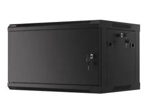 Комуникационен шкаф Lanberg rack cabinet 19" wall-mount 6U/600x450 for self-assembly with metal door black (flat pack)