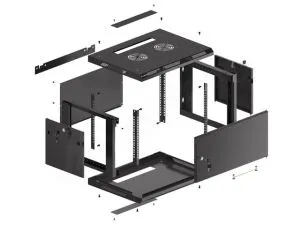 Комуникационен шкаф Lanberg rack cabinet 19" wall-mount 6U/600x450 for self-assembly with metal door black (flat pack)