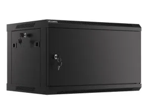 Комуникационен шкаф Lanberg rack cabinet 19" wall-mount 6U/600x450 for self-assembly with metal door black (flat pack)