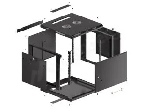 Комуникационен шкаф Lanberg rack cabinet 19" wall-mount 9U/600x600 for self-assembly with metal door black (flat pack)