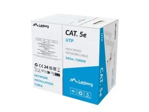 Кабел Lanberg LAN cable CAT.5e 305m solid cca grey fluke passed