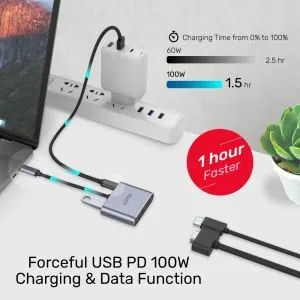 Unitek Docking Station Type-C 4-in-1 - uHUB Q4+ Lite D1049A - USB-C PD100W x 1, HDMI x 1, VGA, USB2.0 x 1
