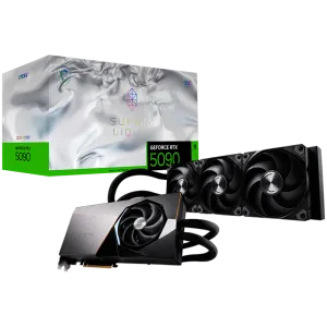 MSI Video Card NVIDIA GeForce RTX 5090 32G SUPRIM LIQUID SOC, 32GB GDDR7, 512-bit, 2580 MHz Boost (Gaming Mode), 21760 CUDA Cores, PCIe 5.0 x16, 3x DP 2.1b, HDMI 2.1b, RAY TRACING, Hybrid Liquid Cooling, 600W TDP, 16-pin PCIe Power, G-SYNC, 3Y