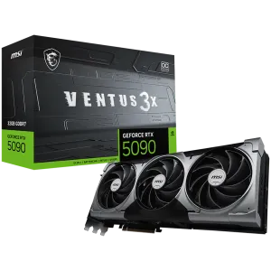 MSI Video Card Nvidia GeForce RTX 5090 32G VENTUS 3X OC, 32GB GDDR7, 512bit, Effective Memory Clock: 28000MHz, Boost: 2437 MHz, 21760 CUDA Cores, PCIe 5.0, 3x DP 2.1b, HDMI 2.1b, RAY TRACING, Triple Fan, 1x16pin, 1000W Recommended PSU, 3Y