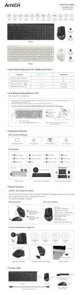 A4tech Fstyler FG2400Air 2 Wireless Keyboard and Mouse Set, Black, Cyrillic