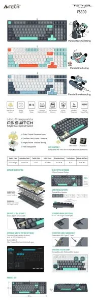 A4tech Fstyler FGS300 Panda Rock Mechanical TKL Cyrillic