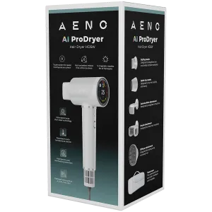 High Speed Hair Dryer, White, 220V-240V~50-60Hz, 1500W, Voice Control, Ionizer, Touch LCD, Infrared Nursing, Infrared Distance Protection, AI Control, Gravity Sensor 110000RPM, Noise less than 67dB