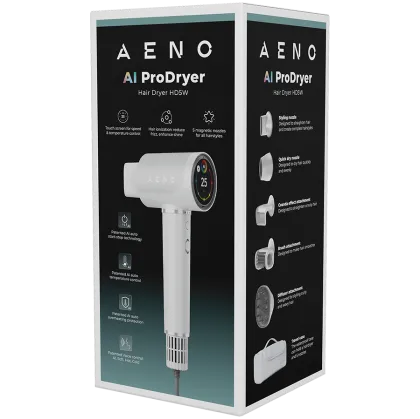 High Speed Hair Dryer, White, 220V-240V~50-60Hz, 1500W, Voice Control, Ionizer, Touch LCD, Infrared Nursing, Infrared Distance Protection, AI Control, Gravity Sensor 110000RPM, Noise less than 67dB