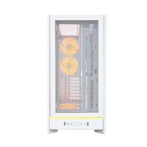 Montech кутия Case ATX - HS01 PRO (W) - 5 x 120 mm ARGB Fans, USB-C, White