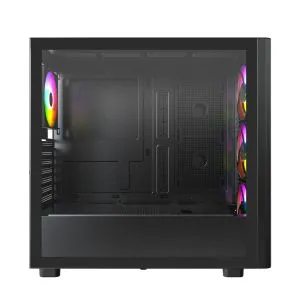 Montech Case ATX - XR Wood (B) - 4 x 120 mm ARGB Fans, Wood, USB-C, Black