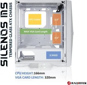 Raijintek Case ATX - SILENOS MS PRO WHITE - 2 x 200 mm ARGB Fans