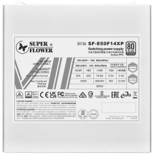 Super Flower Leadex VII Platinum PRO 850W ATX 3.1, 80 Plus Platinum, Fully Modular, Flat White Cables, 140mm Fan, 150mmx150mmx86mm, White, 10 Year Warranty