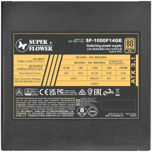 Super Flower Leadex III Gold 1300W ATX 3.1, 80 Plus Gold, Fully Modular, Flat Black Cables, 140mm Fan, 150mmx150mmx86mm, 7 Year Warranty
