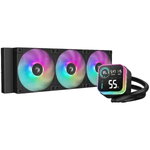 DeepCool LQ360, 360mm CPU Liquid Cooler, 3x120mm ARGB PWM Fans, LED Screen, Anti-Leak Technology, Black, LGA1851/1700/1200/1151/1150/1155, AMD AM5/AM4, 5Y, R-LQ360-BKLSMW-G-1