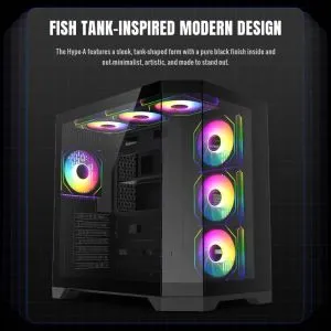 Gamemax Case ATX - HYPE-A Black - 4 x 120 mm Addressable RGB fans