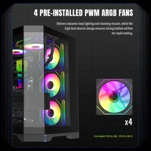Gamemax Case ATX - HYPE-A Black - 4 x 120 mm Addressable RGB fans