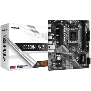 ASROCK B650M-H M.2PLUS AM5 Socket, 2x DDR5 5200 Dual Channel RAM, PCIe 4.0 x16, 3.0 x16, 3x M.2 socket, 4x SATA 6GB, 12x USB, 7.1 Audio, 2.5GB LAN, mATX