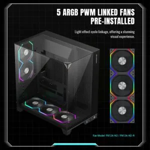 Gamemax кутия Case ATX - Infinity Pro Black - 5 x 120 mm Addressable RGB fans