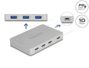 Delock Hub USB-C, 7 ports, 3x USB-A 5 Gbps,  3x USB-C, 1xUSB-C PD 85 W