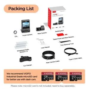 VIOFO Видеорегистратор Dash Cam A329S 2 Channel - 4K, HDR, Dual Sony STARVIS 2, GPS, Bluetooth, Wi-Fi 6