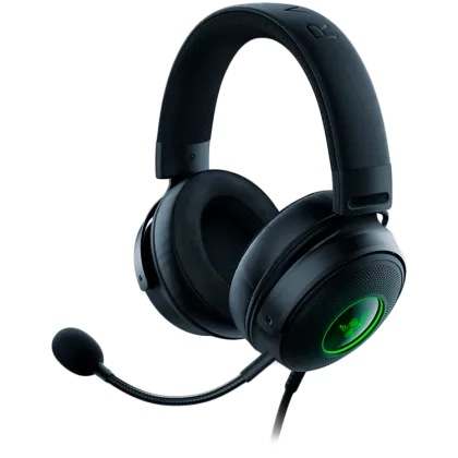 Razer Kraken V3 HyperSense, Gaming Headset, TriForce Titanium 50mm Drivers, Razer HyperSense Haptic Technology, THX Spatial Audio, Oval Ear Cushions, Detachable HyperClear Cardioid, USB-A, On-earcup audio controls