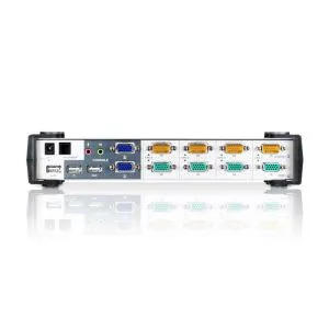 Comutator KVMP, ATEN CS1744C-AT, 4 porturi, PS/2-USB, VGA Dual Display, Audio