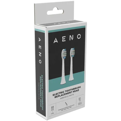 AENO Replacement toothbrush heads, White, Dupont bristles, 2pcs in set (for ADB0003/ADB0005 and ADB0004/ADB0006)
