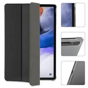 Husă HAMA Fold Clear pentru tabletă, pentru Samsung Galaxy Tab S7 FE/S7+/S8+ 12,4", Loc pentru stilou (S-pen), negru