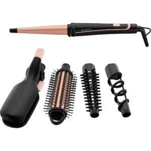 Curling iron Rowenta CF4231F0 Multi Styler Infinite looks 14 in 1, conical, monotemp, accessories: conical curling wand, 2 in 1 straightening and crimping plates, elliptic waving wand, cool tip, pouch, heating indicator, heat-up time 60s, hanging loop