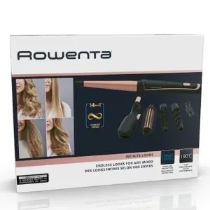 Curling iron Rowenta CF4231F0 Multi Styler Infinite looks 14 in 1, conical, monotemp, accessories: conical curling wand, 2 in 1 straightening and crimping plates, elliptic waving wand, cool tip, pouch, heating indicator, heat-up time 60s, hanging loop